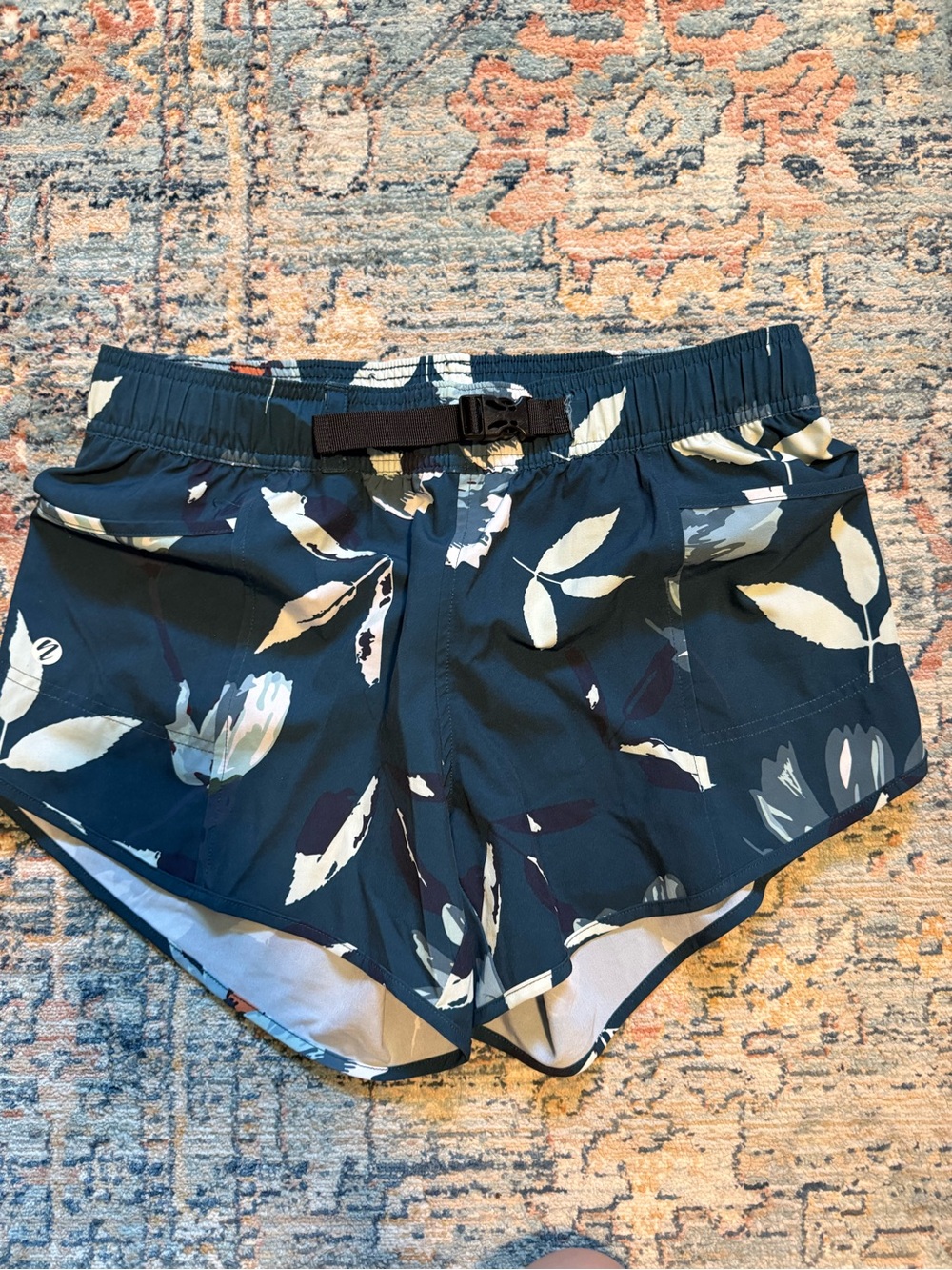 Dark Teal Floral Women's Swim Coverup Shorts